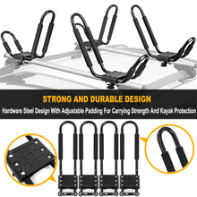 Load image into Gallery viewer, 2 Pair Steel Kayak Carrier J Shape Roof Rack Top Mounting Set
