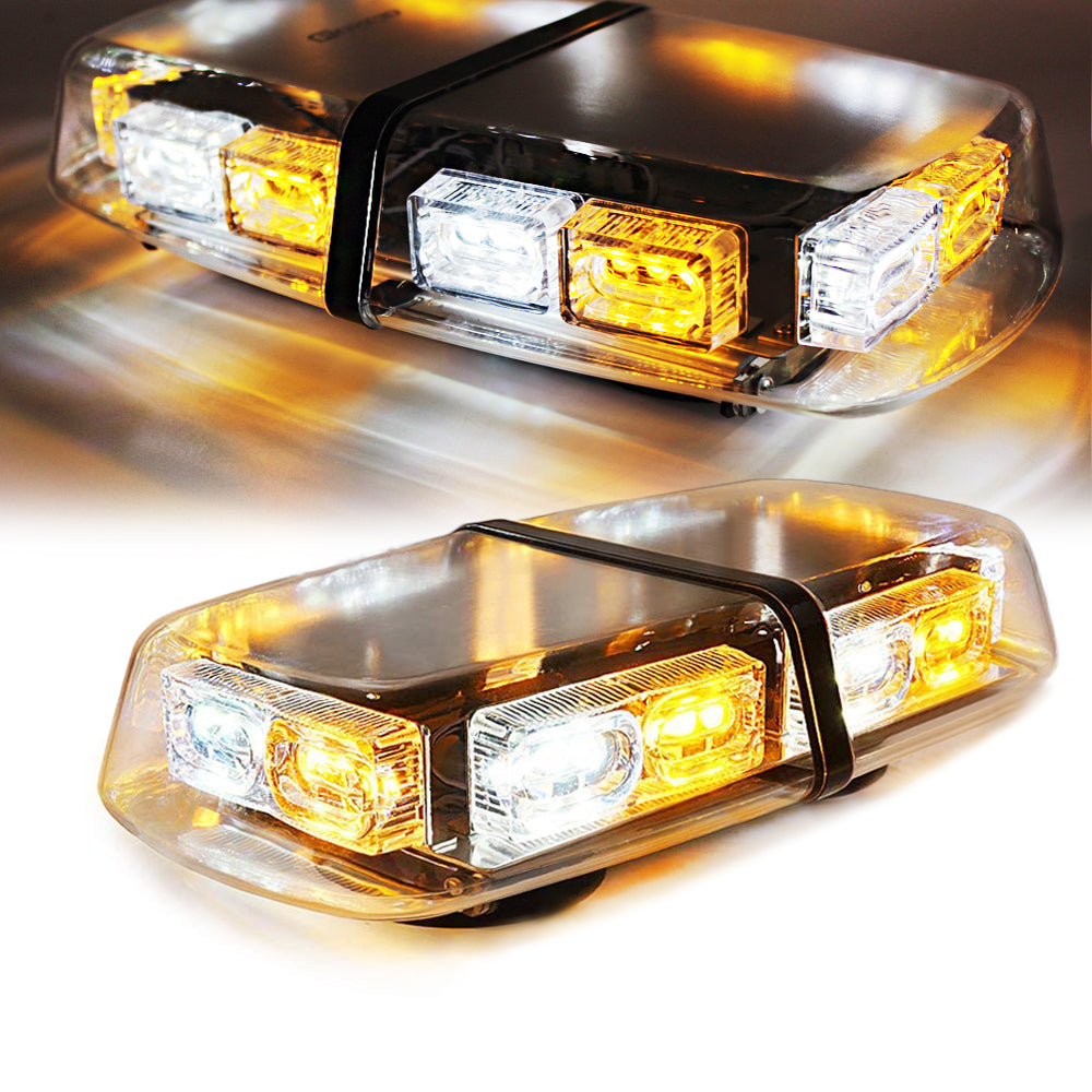 Vehicle Strobe Light Bar Xprite 72 LED Rooftop Beacon Strobe Light - Amber White Emergency Warning Light For Vehicles Vehicle Rooftop Emergency Lights - Foto 2