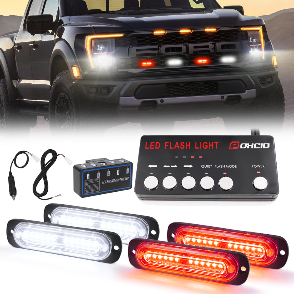 8X Amber 2-LED Strobe Lights Bar Warning Emergency Beacon 10 Flashing Modes Car SUV Truck Van 8X Amber 2-LED Strobe Lights Bar Warning Emergency Beacon 10 Flashing Modes Car SUV Truck Van