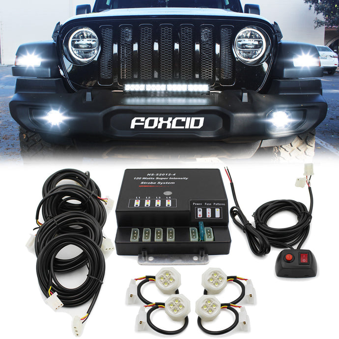 80-Watt Hide Away Headlight Strobe Light Kit (4 LED Bulbs)
