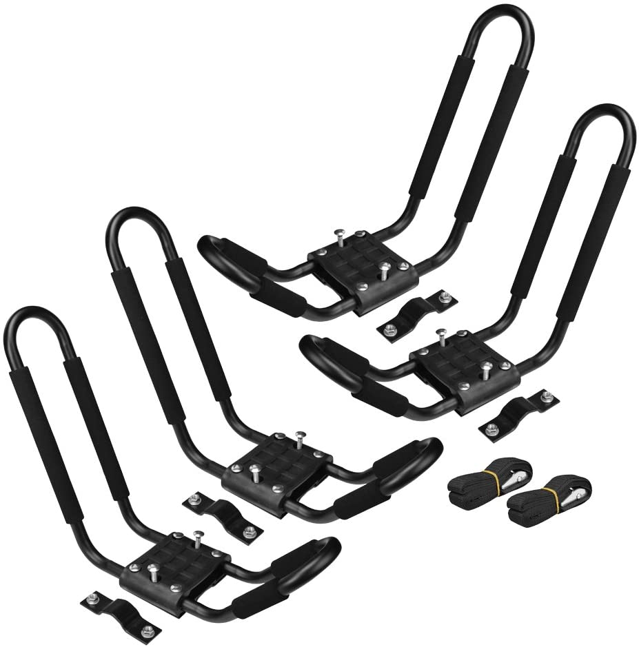 2 Pair Steel Kayak Carrier J Shape Roof Rack Top Mounting Set FOXCID