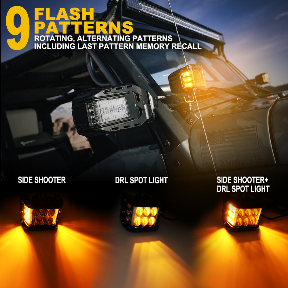 Side Shooter, LED Pods Light 4 inch Off Road Strobe light