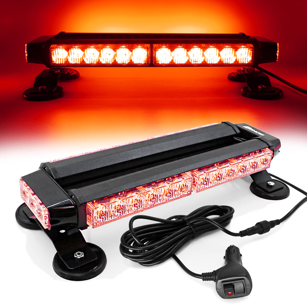 FOXCID Red Blue 14.5" 30 LED Emergency Warning Security Roof Top Flash Strobe Light Bar with Magnetic for Plow or Tow Truck Construction Vehicle