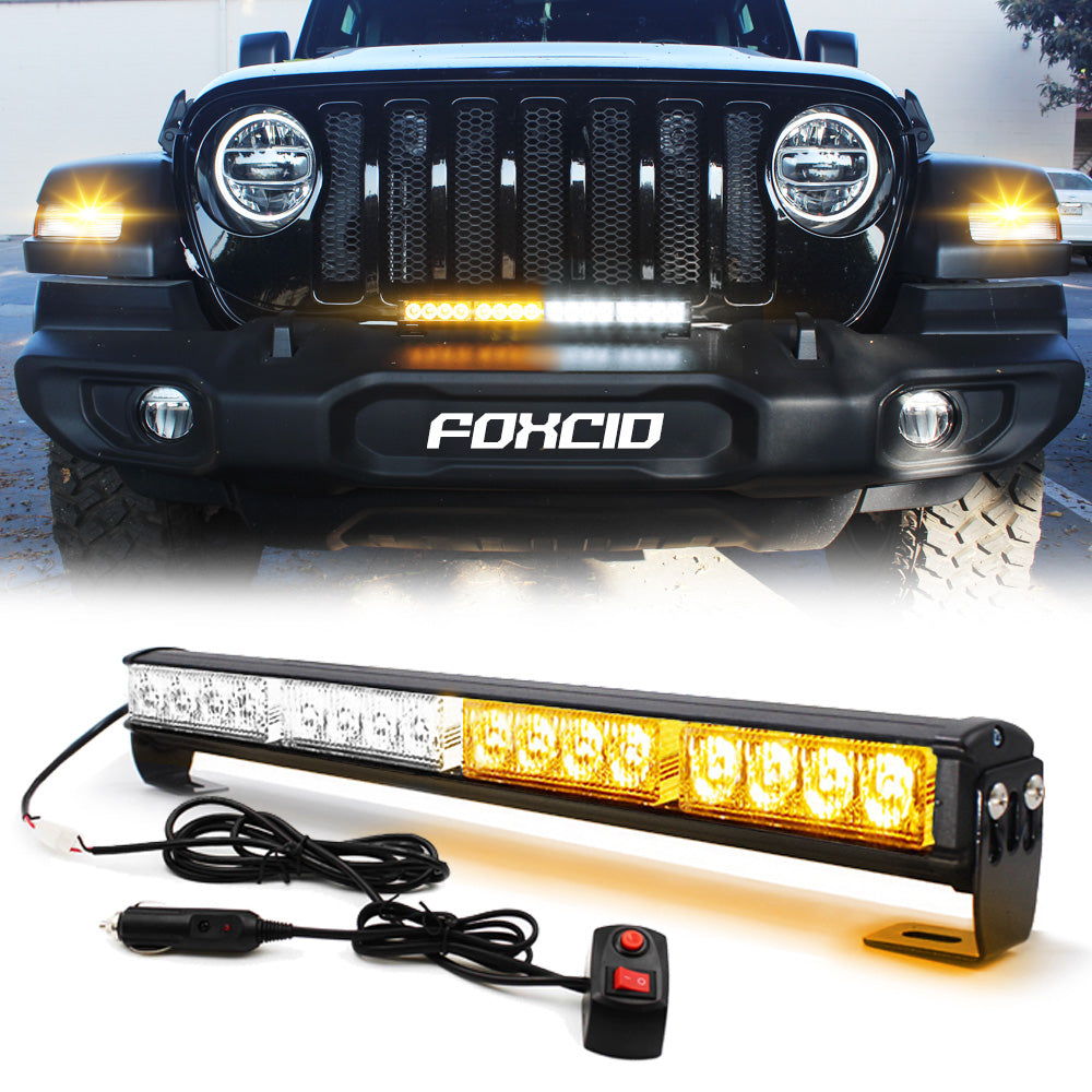 LE-JX 54LED Amber/White Emergency Traffic Advisor Double Side Flashing Warning Strobe Light Bar - Foto 5